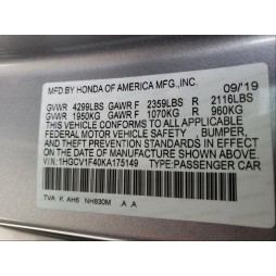 2019 HONDA ACCORD EX