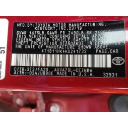 2019 TOYOTA CAMRY L
