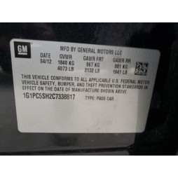2012 CHEVROLET CRUZE LS