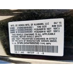 2015 HONDA ODYSSEY TOURING