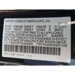 2019 HONDA ACCORD LX