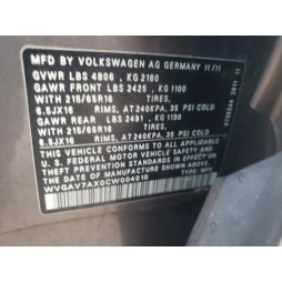 2012 VOLKSWAGEN TIGUAN S